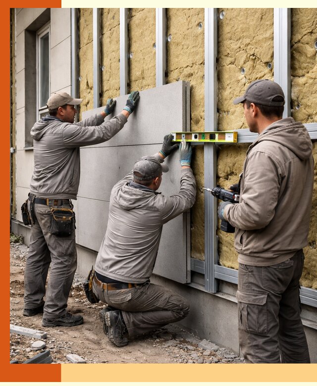 Утепление вентилируемого фасада под ключ в Альметьевске