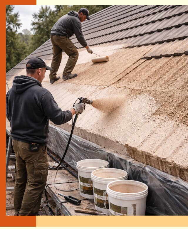 Утепление кровли жидкой пробкой в Альметьевске для домов и зданий